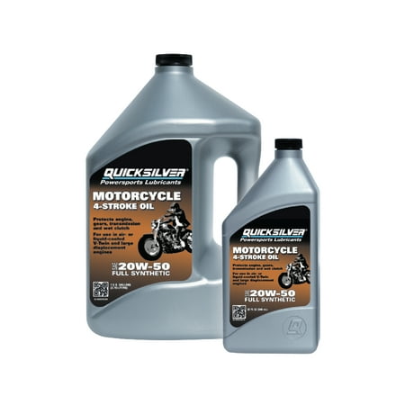 (6 Pack) Quicksilver 20W-50 Motorcycle Oil, 1 qt