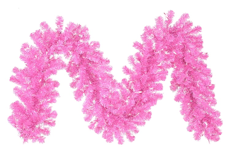 9' x 10&quot; Pre-Lit Hot Pink Artificial Christmas Garland - Pink Lights