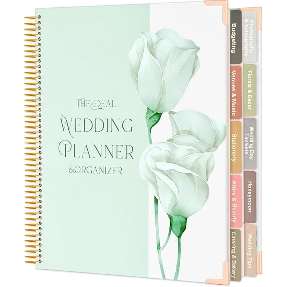 Wedding Planner for Bride, Wedding Planning Book and Organizer Notebook with Stickers, Checklists & Calendars for Engaged Couples