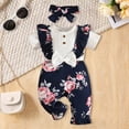 thumbnail image 2 of mgoYE Baby Girl Clothes 0-3 Months Newborn Short Sleeve Romper One Piece Jumpsuit Summer Infant Outfits 0 3 6 9 12 18 Months with Headband|Black 12-18 Months, 2 of 9