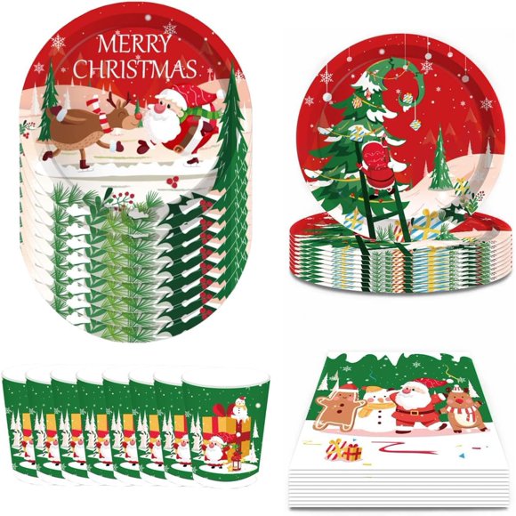 Christmas Disposable Dinner Plate Paper Plate Decoration Paper Plate Party Decoration Supplies