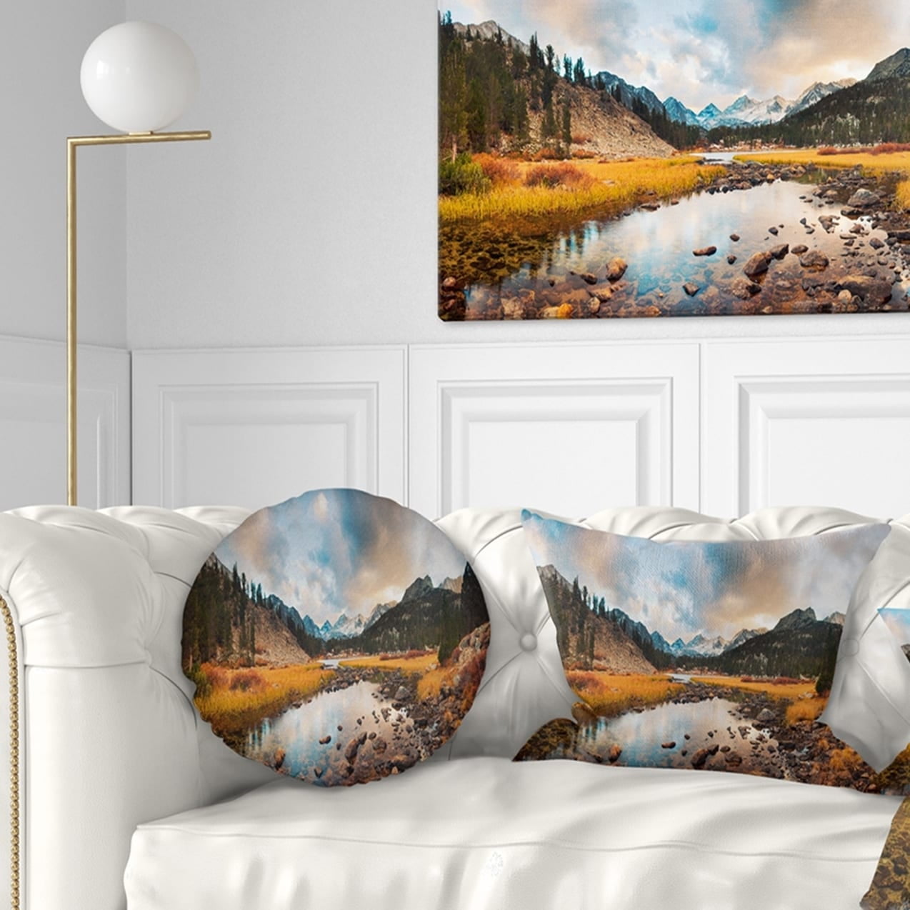 Design Art Designart Rocky Lake Sunset Panorama Modern Seashore Throw Pillow Walmart Com Walmart Com