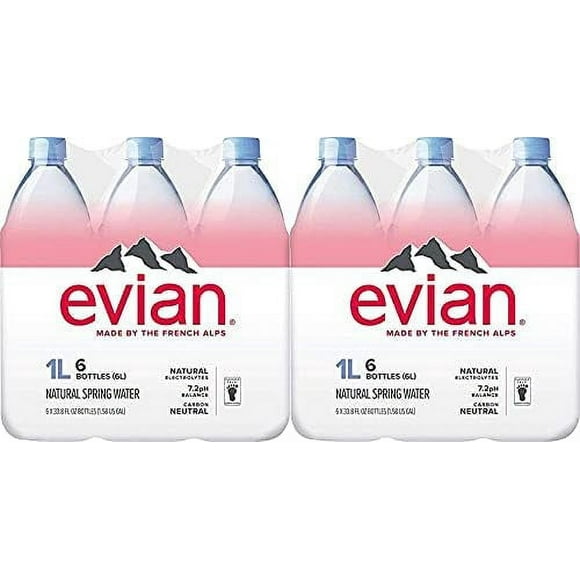 Natural Spring Water 1 Liter (Pack of 6), Naturally Filtered Spring Water, Naturally Filtered Spring Water in Large Bottles Set of 2