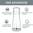 thumbnail image 3 of Water Carafe Set with Lid Tumbler Glass Bedside Water Carafe with Glass, for Nightstand Bedroom Bath,Night Clear Carafe with Cup & Grey Silicone Coaster Set for Mouthwash,Water,30 oz/850ml, 3 of 8
