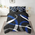 thumbnail image 2 of Feelyou Modern Minimalist Twin Bedding Sets 7pcs, Black Blue Gray White Bedding Comforter Set, Geometric Lines Sheet Sets, 2 of 8