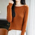 thumbnail image 4 of Xinoom Women Scoop Neck Ribbed Knit Top, Long Sleeve Slim Fit Sweater, Stretchy Form Fitting Knit Shirt for Casual Dating Orange,XXL, 4 of 6