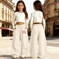 thumbnail image 2 of Shadoumai Girls Loose Casual Sweatpants Curved Leg Design Loose Breathable Jogger Pants Relaxed Fit Sport Pants For Girls Daily Wear,Girls Uniform Pants 6-7 Years, 2 of 6