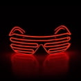 thumbnail image 1 of Light Up Flashing Shutter Neon Rave Glasses El Wire LED Sunglasses Voice Activated Glow DJ Costumes for 80s, EDM, Party, 1 of 5