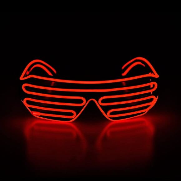 Light Up Flashing Shutter Neon Rave Glasses El Wire LED Sunglasses Voice Activated Glow DJ Costumes for 80s, EDM, Party