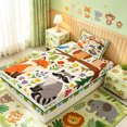 thumbnail image 4 of Manfei Cartoon Fox Owl Twin Sheets, Kawaii Animals Bedding, Cream Green, 3pcs, 1 Flat Sheet, 1 Fitted Sheet and 1 Pillowcase, 4 of 6