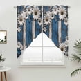 thumbnail image 5 of Blue White Daisy Kitchen Window Curtains, Swag Curtains Valance for Bedroom Living Room Bathroom, Vintage Farmhouse Butterfly Floral Wood Rod Pocket Window Curtain Block Drapes 2 Panels 36"x36", 5 of 9