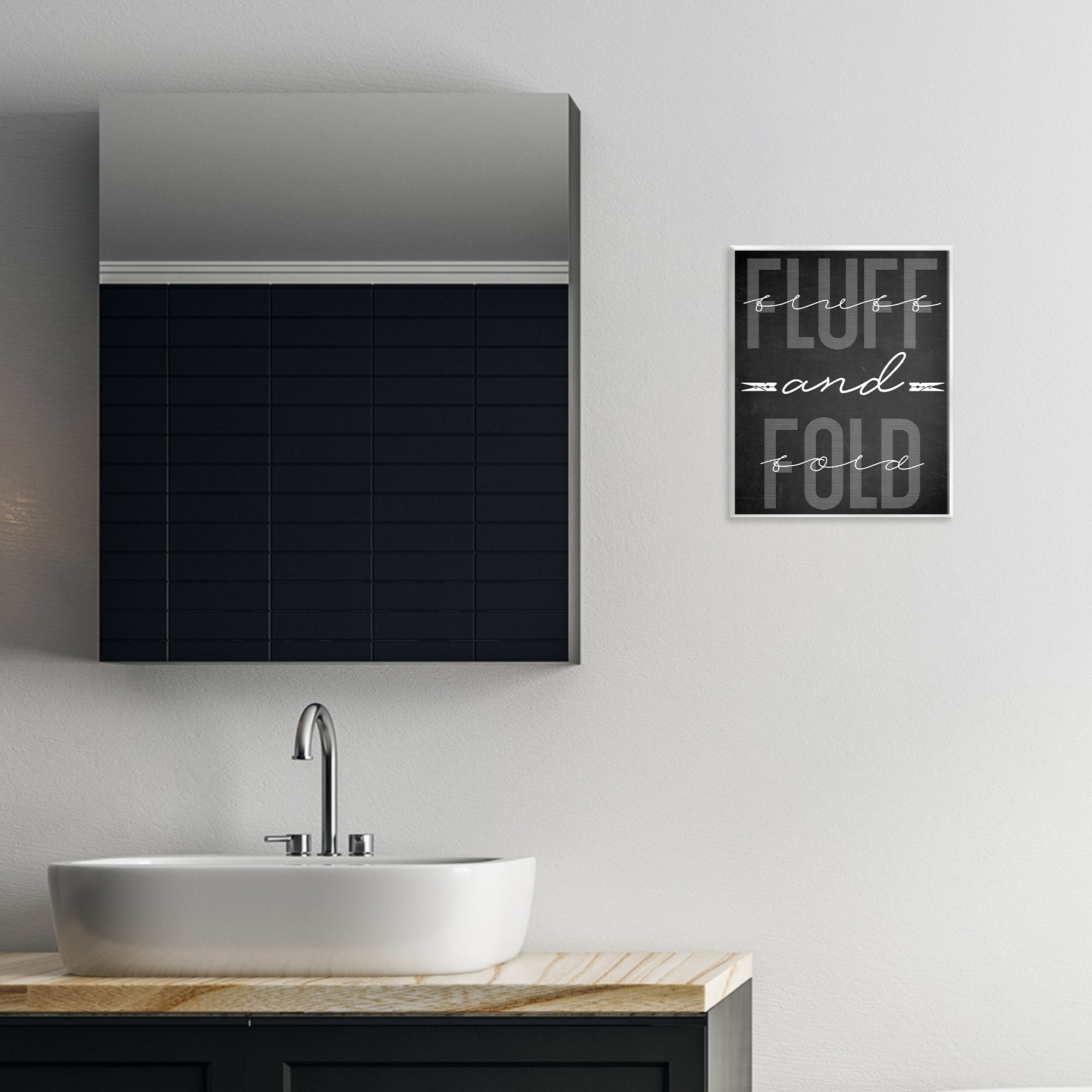 Fluff & Fold Black Minimal Wall Plaque Art, design by Marcus Prime