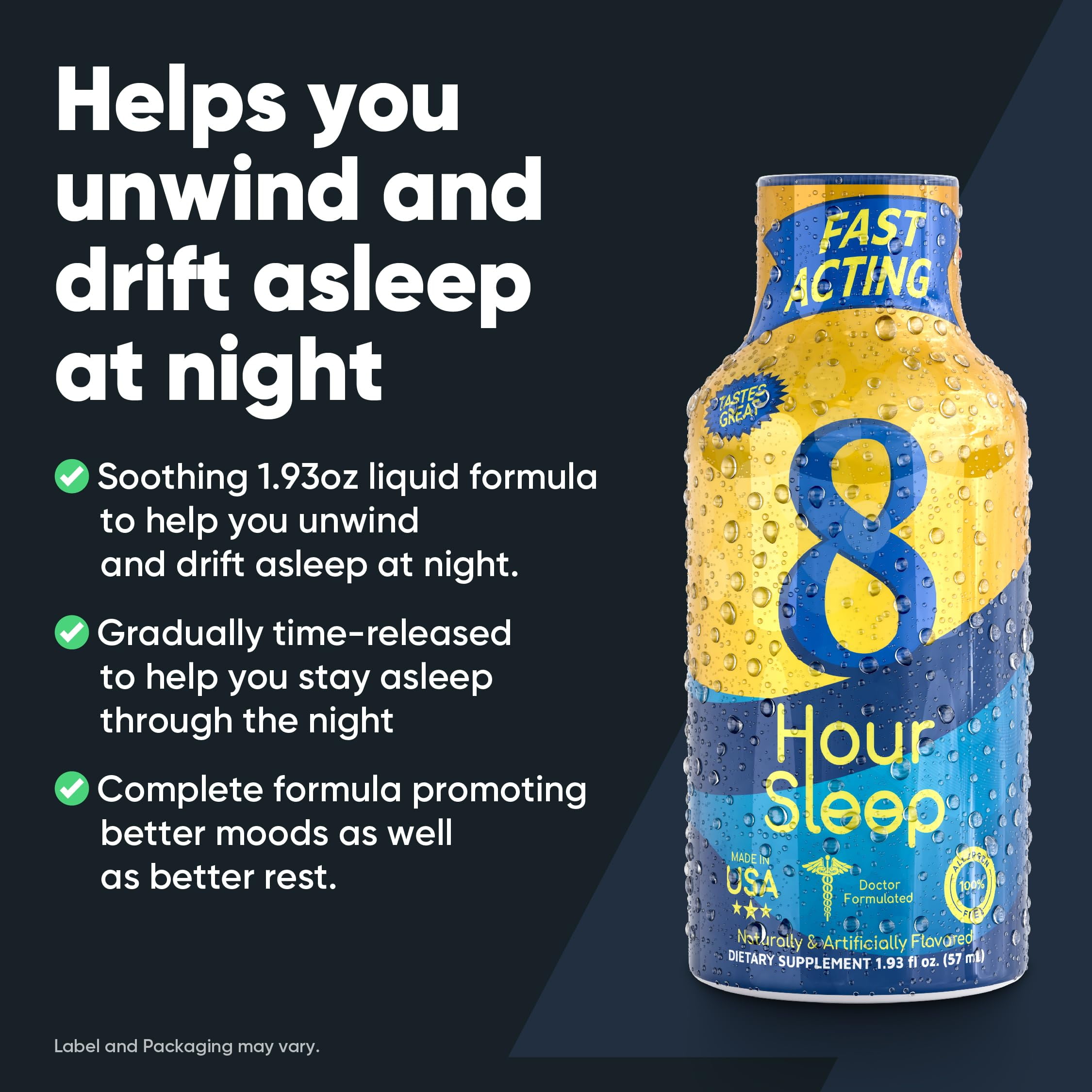 Vitamin Energy 8-Hour Sleep Support Shot, Mixed Berry, 12 Pack – 5mg Melatonin, 5-HTP & GABA, Zero Sugar, 1.93 fl oz