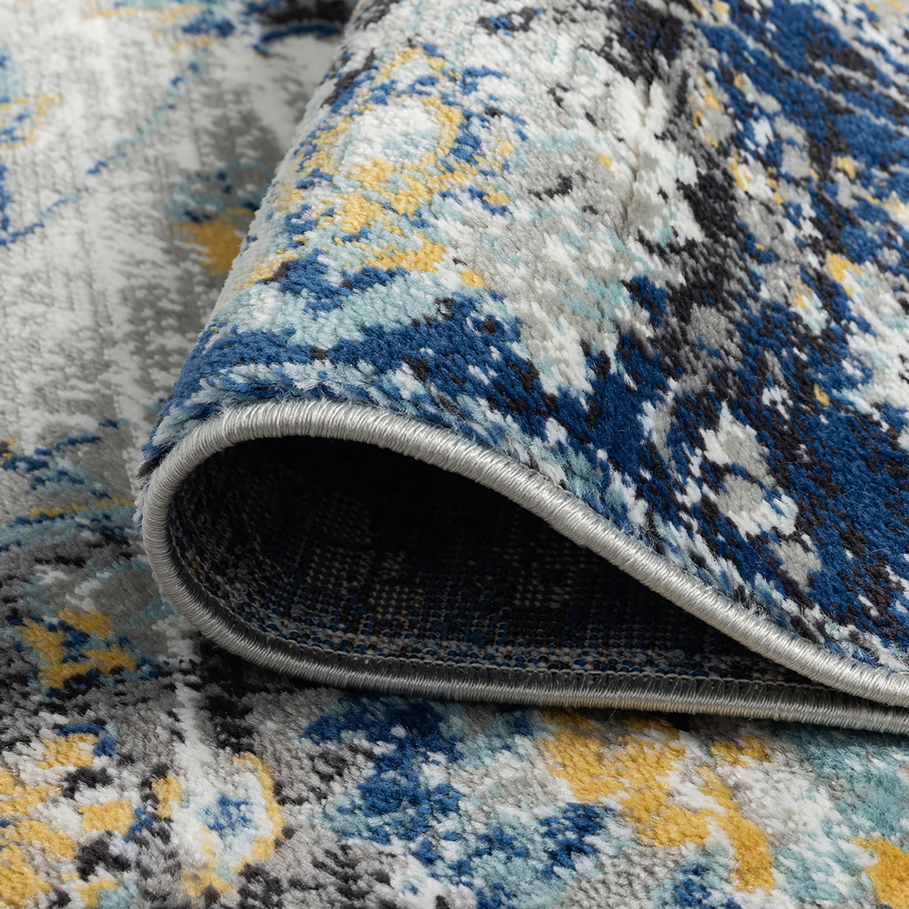 Traditional 5x8 Area Rug (5'3'' x 7'3'') Oriental Ivory, Blue Living Room Easy to Clean