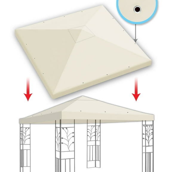 SUNNY 10x10 FT Gazebo Replacement Canopy Top Single Tier Canopy Top Cover (Ecru)
