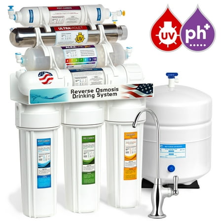 Express Water 11-Stage Reverse Osmosis Water Filtration System UV Ultraviolet Alkaline 50 GPD -