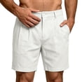 thumbnail image 6 of WULMLEO Mens Casual Shorts 9" Flat Front Elastic Waist Linen Dress Shorts Lightweight Summer Bottoms with Pockets White L, 6 of 8