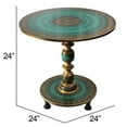 thumbnail image 7 of Natural Geo Rosewood Round Wooden 24" Accent Table - Turquoise, 7 of 7