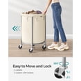 thumbnail image 4 of Cesta de lavandería SONGMICS Rolling 110 L con ruedas y bolsa, color crema, 4 of 7