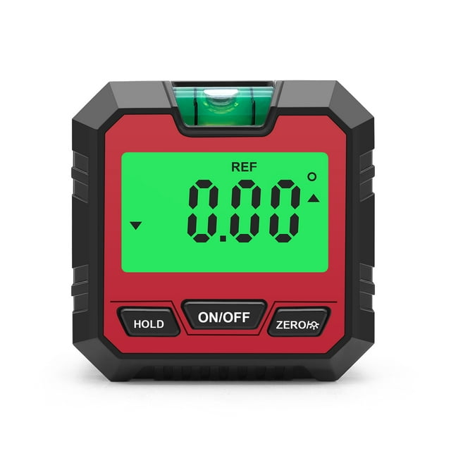 TFixol Détecteur d'Angle Numérique de Précision avec Base Magnétique, Niveau de Bulles Rouges, Précision d'Incrémentation de 0.1°, Alimenté par Piles AAA (Piles Non Incluses)