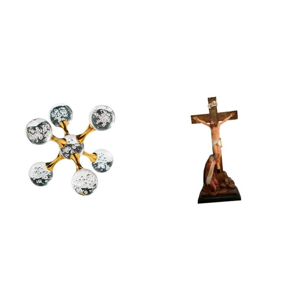 Figura de escritorio,Figura esférica para escritorio,oficina o decoración del hogar,Estatua católica,Colección religiosa de estatuas de la Virgen María,Figura de la Cruz de