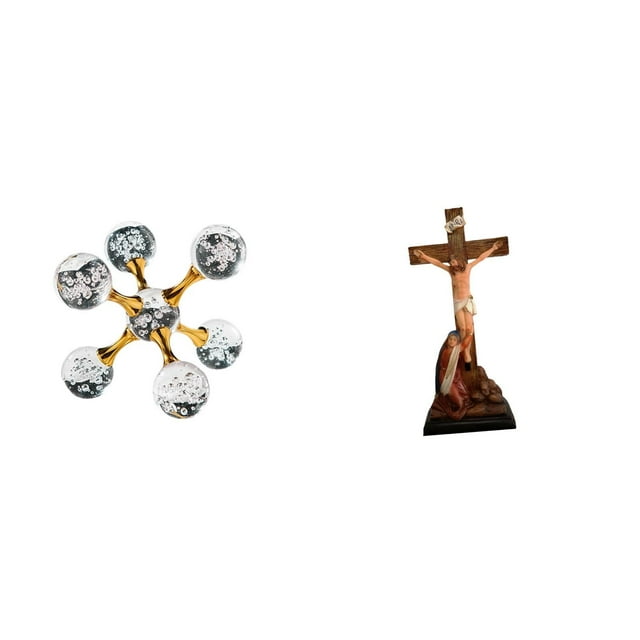 Figura de escritorio,Figura esférica para escritorio,oficina o decoración del hogar,Estatua católica,Colección religiosa de estatuas de la Virgen María,Figura de la Cruz de