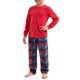 thumbnail image 4 of Pijamas de familia de cuadros Inspire Chic para niños, con camiseta de manga larga y pantalones, color rojo, 4 of 4