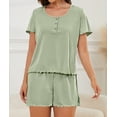 thumbnail image 6 of Loritta Womens Pajamas Knit Short Sleeve lounge sets 2 piece For Women Summer Green, 6 of 7