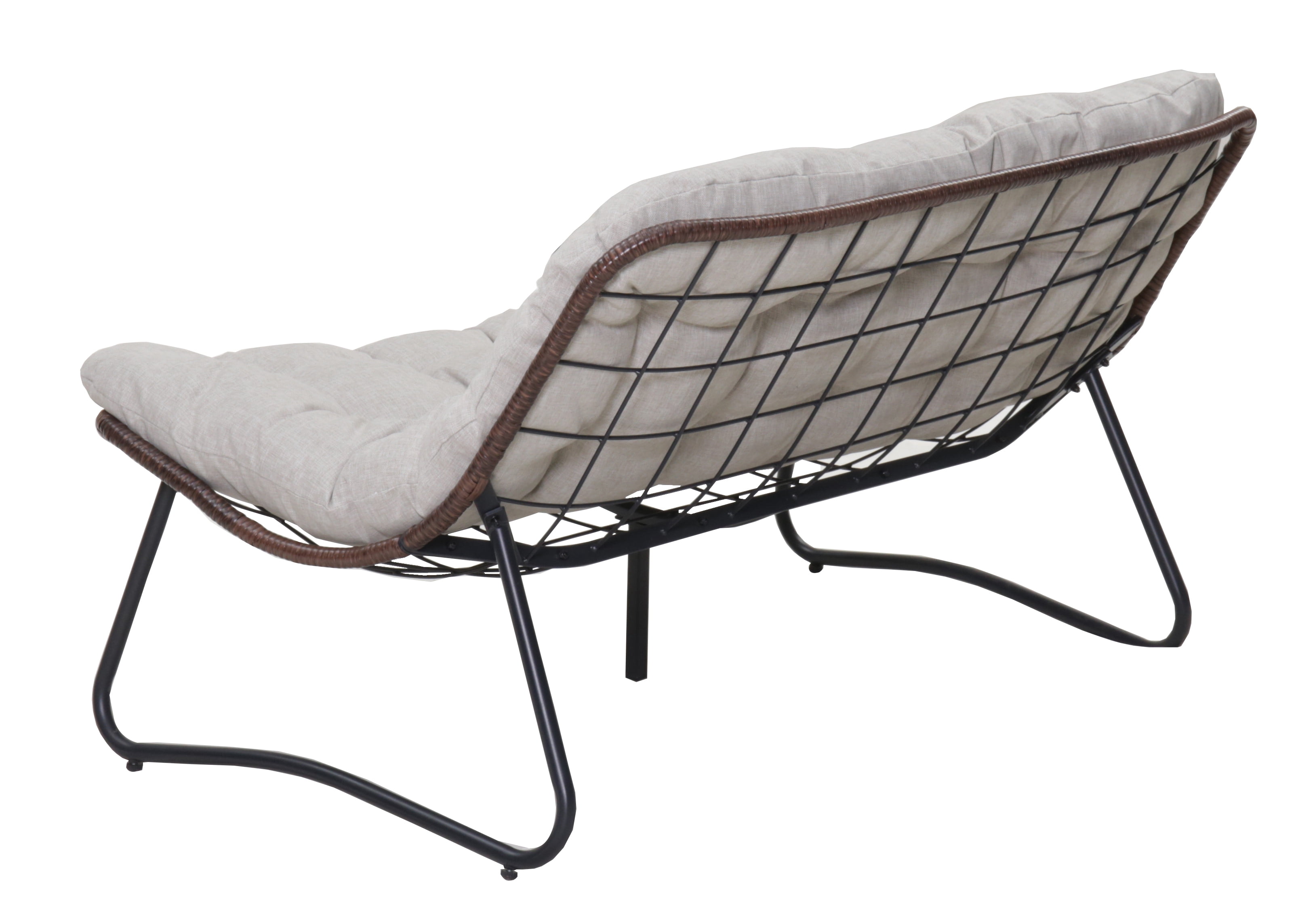 Outdoor Loveseat, Patio Wicker Loveseat, All-Weather Rattan Sofa with Thick Cushion, Rust-Proof Steel Frame, 50.8-Inch Width, Minimal Assembly for Garden Balcony Backyard Patio, Brown