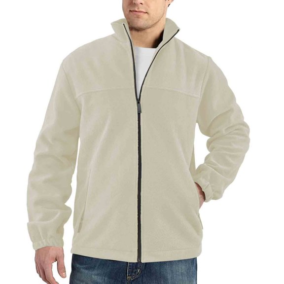 Mens Fleece Zip up Jackets - Lightweight Zip Mock Neck Sweatshirt No Hood Front Zipper Solid Color Long Sleeve Fall Jackets with Side Pockets, 3Xl