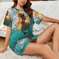 thumbnail image 4 of Balery Underwater Swimming Duck Conjunto de Pijama para Mujer con Estampado, Dos Piezas de Manga Corta y Shorts, Ropa de Dormir Suave con Cuello Redondo y Bolsillos-Medium, 4 of 6