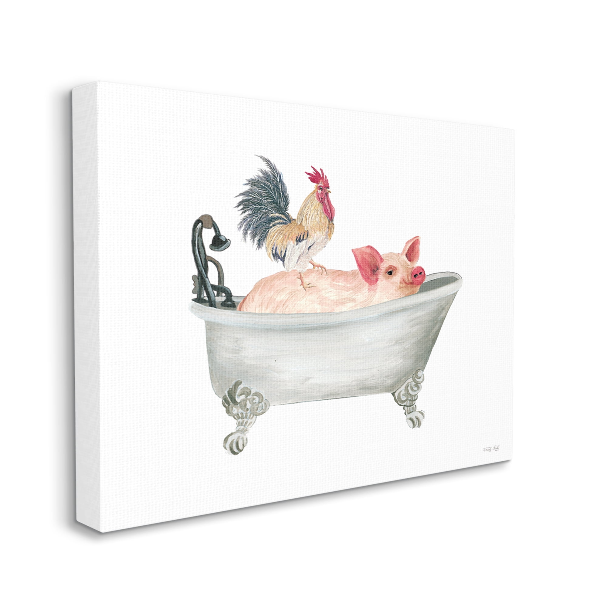 Stupell Industries Farmhouse Animals Tub Animals & Insects Painting Gallery Wrapped Canvas Art Print Wall Art, 40 x 30