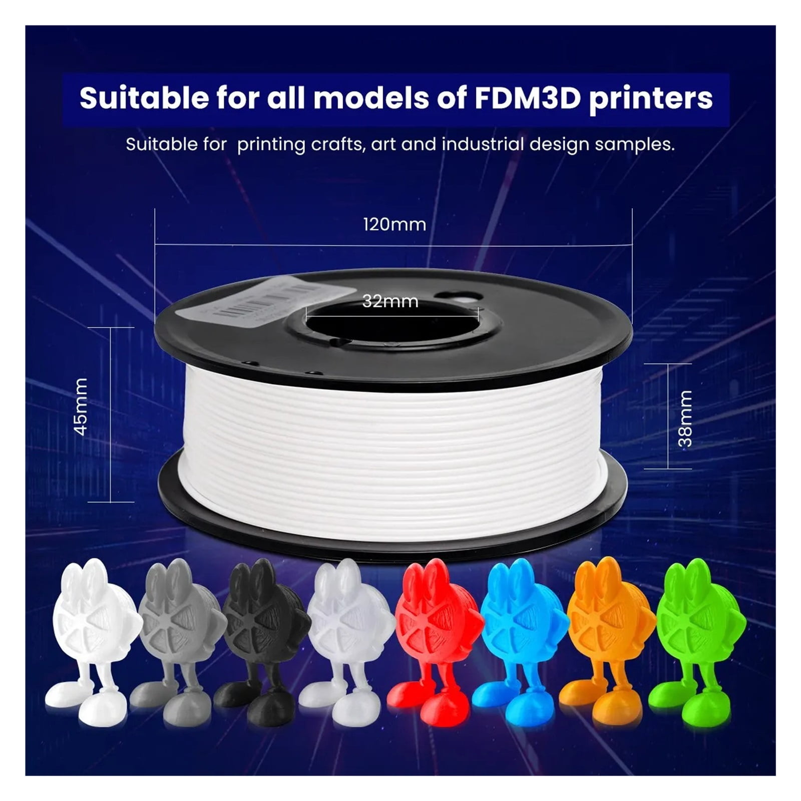 0.25KG 3D Filament, Mini Spool PLA Filament 1.75mm Small Environmental Protection For 3D Printer ,More Smoother and Stable