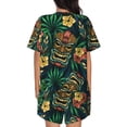 thumbnail image 6 of Fuzoiu Tropical Tribe Mask Print Women's Short-Sleeved Pajama Set,Lounge Sleepwear Set,Womens Pajama Sets 2 Piece,Button-Up Top and Shorts with Pockets-3X-Large, 6 of 7