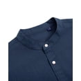 thumbnail image 5 of sogami Men's Long Sleeve Cotton Linen Shirts Band Collar Button Down Shirt, 5 of 7