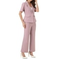 thumbnail image 4 of INSPIRE CHIC Women's Business Office Suit Set One Button Short Sleeve Blazer and Suit Pants XL Dusty Pink, 4 of 5
