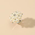 thumbnail image 3 of Big CZ Pearl Statement Wedding Ring for Women Girls Vintage CZ Crystal Faux Pearls Ball Flower Adjustable Open Band Wrap Birthday Cocktail Party Ring Comfort Fit Exaggerated Jewelry Gift, 3 of 4