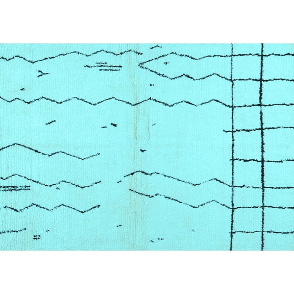 Ahgly Company Indoor Rectangle Solid Light Blue Modern Area Rugs, 2' x 5'