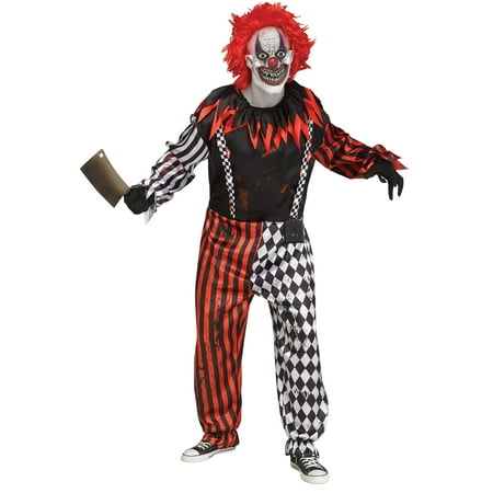 Adults Freak Show Killer Clown Sound Effect Jumpsuit Led Suspenders Mask