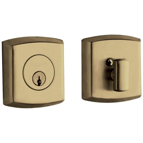 Baldwin 8285050 Deadbolt Single Cylinder, Satin Brass & Black