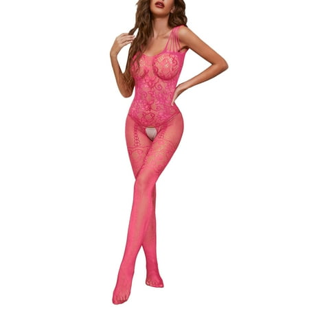 Sexy Nightwear For Women Fishnet Bodystocking Nylon Sexy Lingerie For Women Full Body Stocking Open Crotch Bodysuit Full Body Fishnet Stockings  Women s Intimates