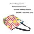 thumbnail image 3 of FORMRS Womens Canvas Tote Bag with Zipper Inner Pocket Shoulder Handbag, Red Striped Lemon, 3 of 7