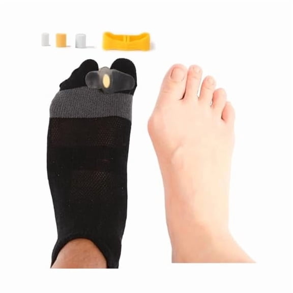 ZLCToe Spacer Bunion Corrector Socks, Toe separators for women, All-Day Comfort and Breathable, Day and Night Support, Relieve Bunion Pain, Non-Slip Big Toe Straightener 2 Pcs (Black Lx2)