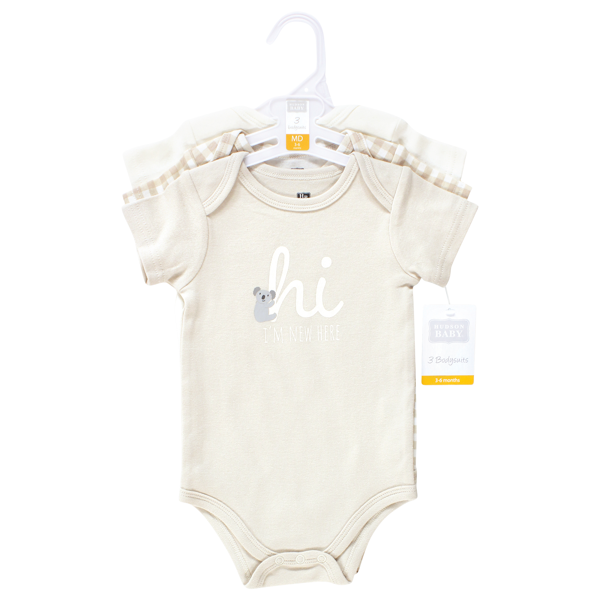 Hudson Baby Cotton Bodysuits, New Here, 18-24 Months