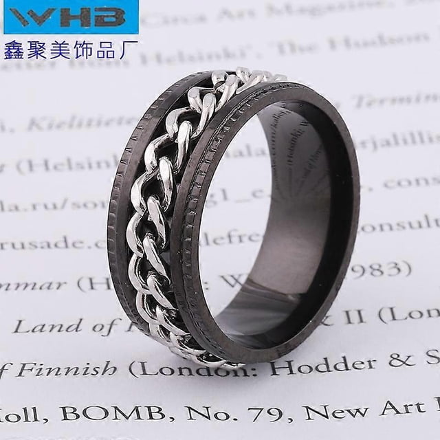 Anillo de pareja de acero y titanio con doble rotación