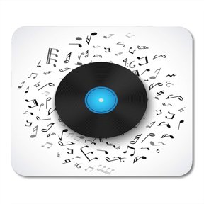 SIDONKU Abstract Musical with Vinyl Record Album Lp Disc Black Notes White for Music Old Long Play Disco Plate Mousepad Mouse Pad Mouse Mat 9x10 inch