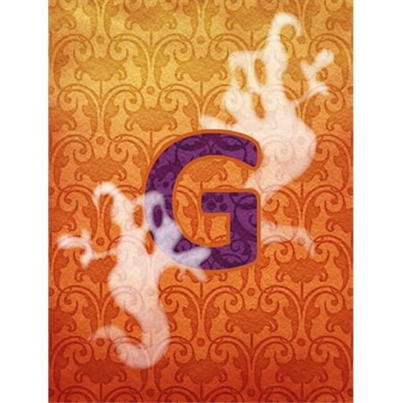 Halloween Ghost Letter G Monogram Initial Flag Canvas- House Size