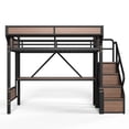 thumbnail image 2 of Bellemave Twin XL Loft Bed with Desk, Metal Loft Bed with Storage & Wardrobe, High Loft Bed with LED Lights & Charaging Station, Heavy Duty Metal Frame with Pegboard & Baskets for Teens Adults, Black, 2 of 13