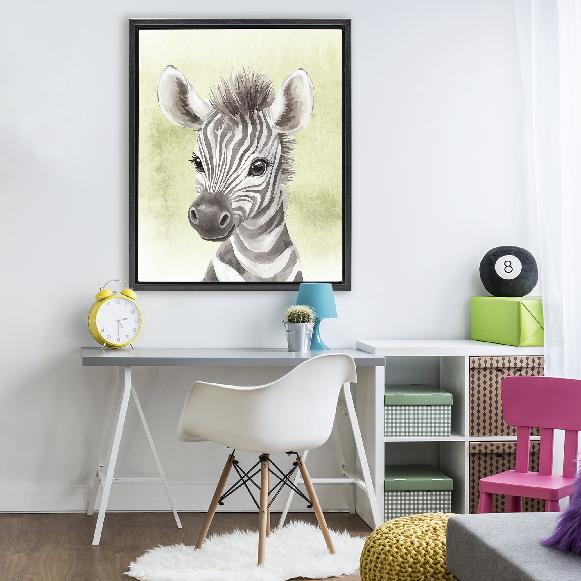 Stupell Industries Jungle Friends Baby Zebra Black Framed Floater Canvas Wall Art, design by Christine Simpson Art