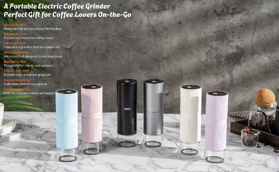 Portable Electric Coffee Grinder, Rechargeable Wireless Handheld Grinder with Stainless Steel Conical Burr, Adjustable Grind Settings, for Espresso, Moka, Pour Over, French Press, Cold Brew